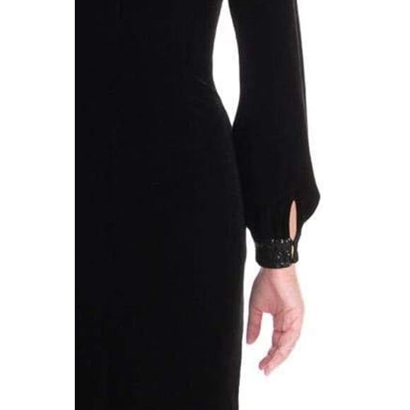Lauren Ralph Lauren Black Velvet Cold Shoulder Knee Length Party Dress Size 14 - Picture 6 of 16